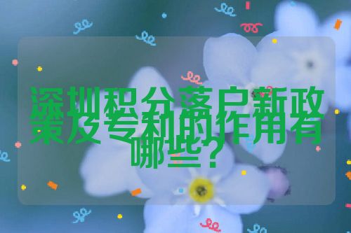 深圳積分落戶新政策及專利的作用有哪些？