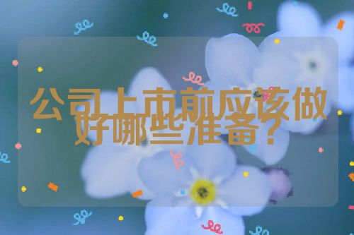 公司上市前應(yīng)該做好哪些準(zhǔn)備？